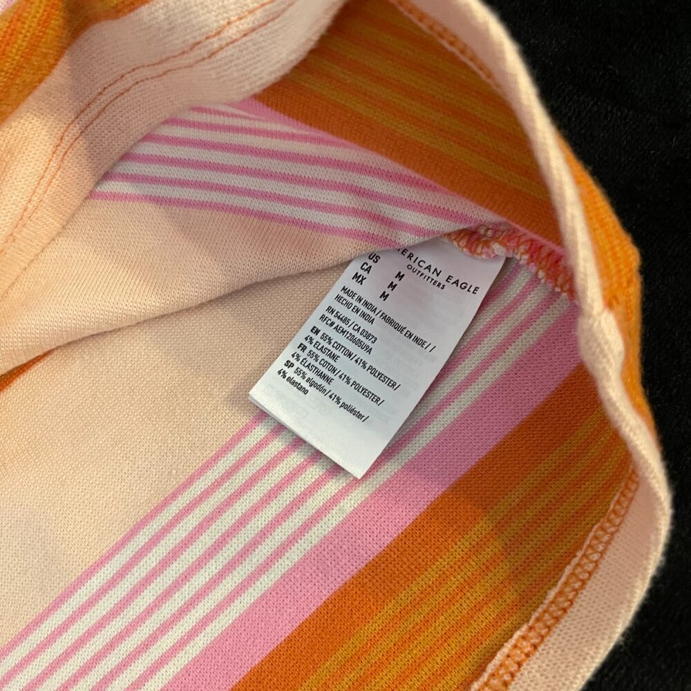 American Eagle Striped Mini Dress M Orange Pink NWOT - Picture 8 of 9